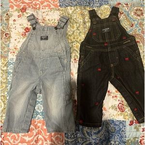 Lot of two infant boys Osh Kosh 6 months denim bib overalls